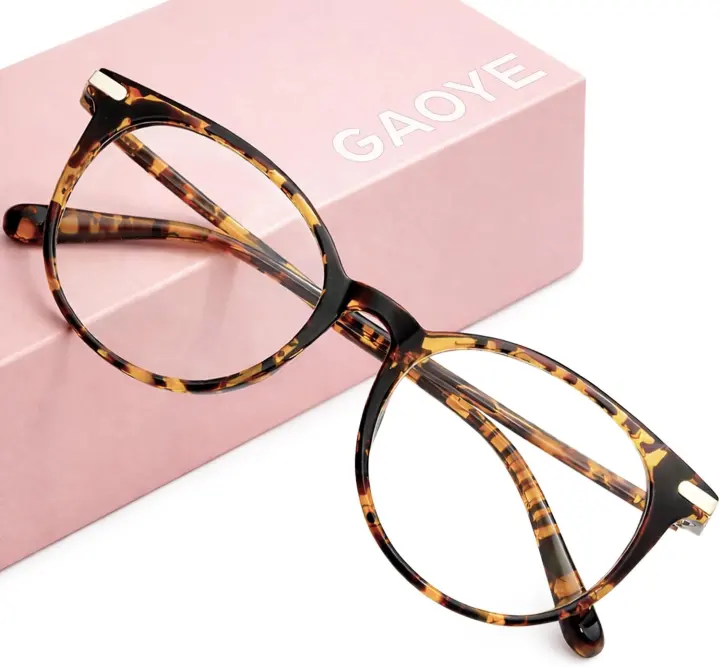 Gaoye Retro Round Blue Light Glasses — Tea Leopard Frame