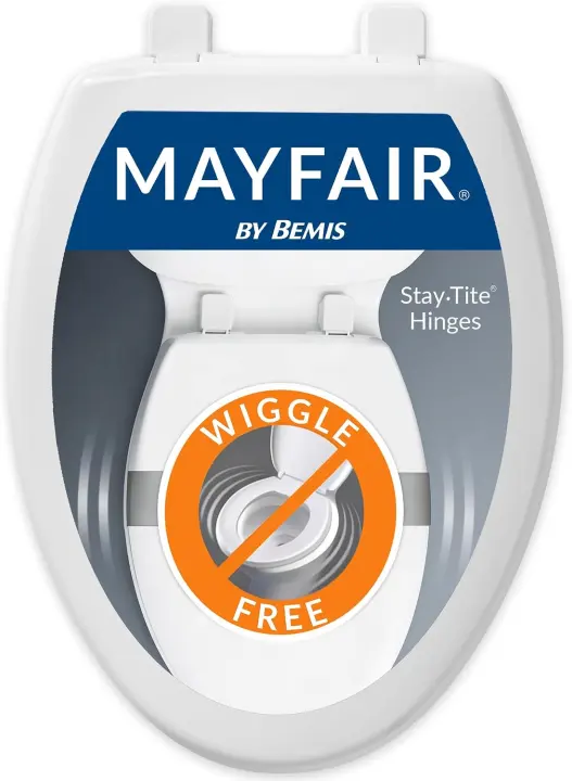 Mayfair Caswell Elongated Toilet Seat — Slow-Close Durable Plastic, White